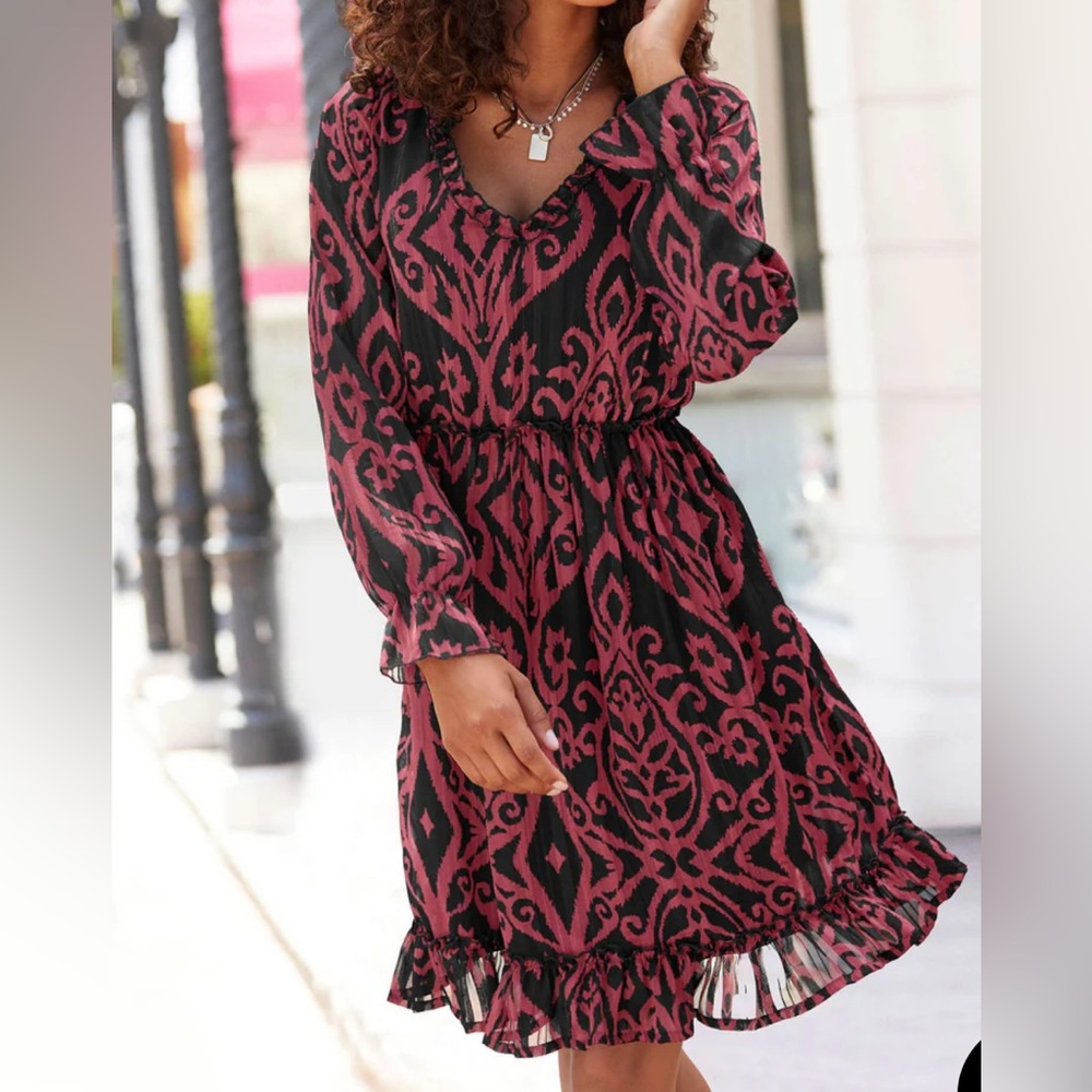 Long sleeve V-neck Dress by Lascana for Venus